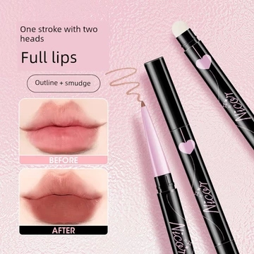chì kẻ viền môi Ba Chiều Plump Khỏa Thân Son Môi Bút Chống Thấm Nước Chống Dính Cốc Đế Gợi Cảm Bút Chì Hai Đầu Lót Bàn Chải Phác Thảo Hình Môi