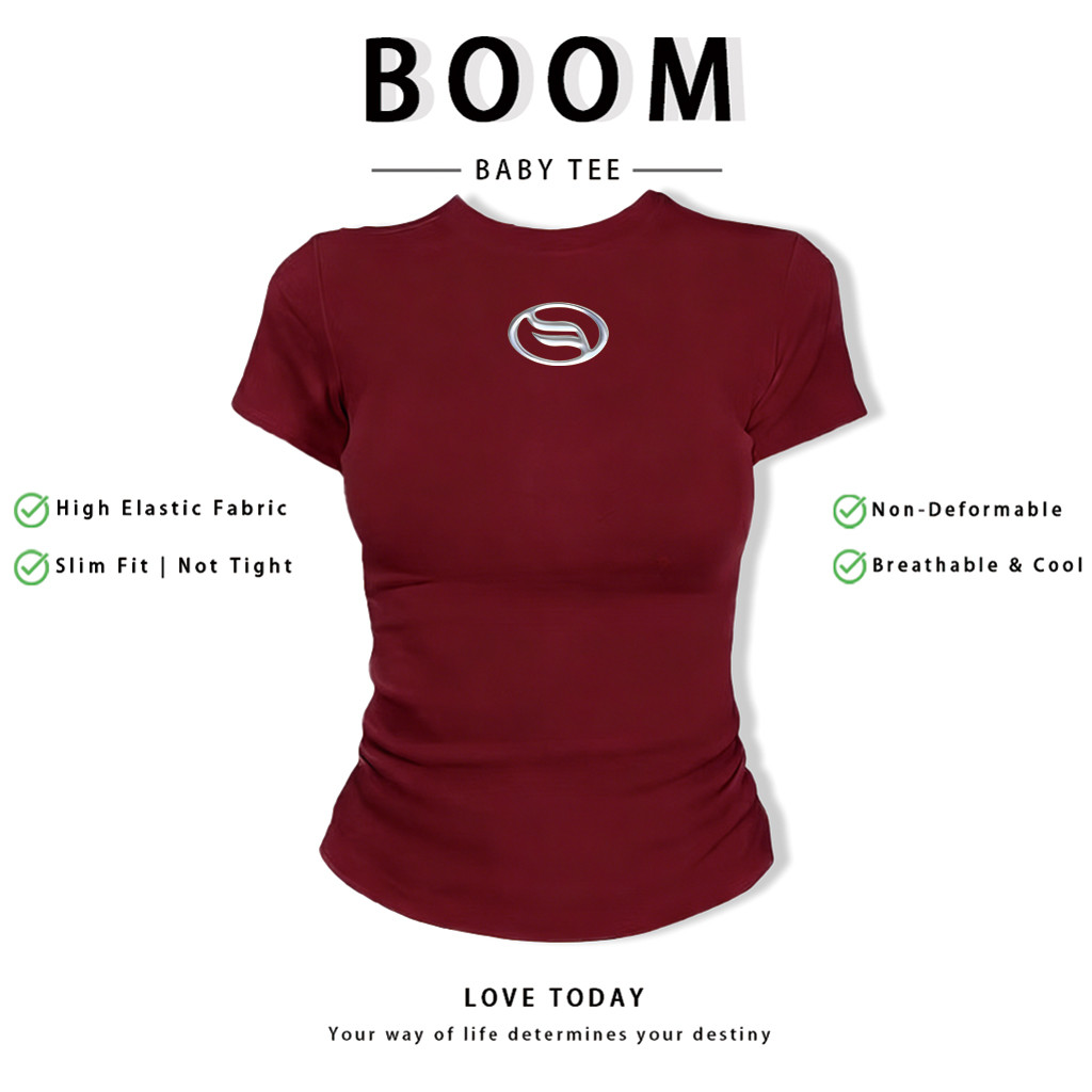 BOOM Áo Baby Tee Nữ Cotton Ôm Body-Áo Thun Ngắn Tay Y2K In Hình PhongCách Mùa Hè, Cổ Tròn Hàng Đầucách hàn quốc phong548