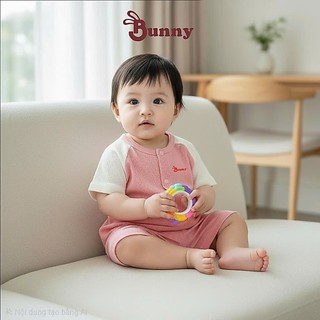Bộ cộc tăm lụa mềm mại Bunnybaby tay raglan phối màu xinh xắn cho bé 0-12 tháng