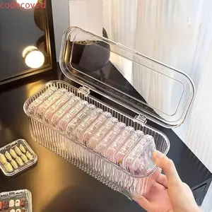 COCODECOVED Nhấn vào Hộp Bảo Quản Móng Tay, Nhựa Trong Có Nắp Hộp Trưng Bày Móng Tay, Hộp Móng Tay Giả Nhân Tạo Kín Chống Bụi Bền Vòng Tay Hộp Bảo Quản Hộp Đựng Đồ