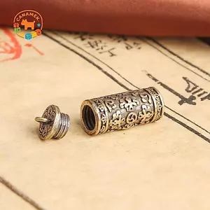 CANAMEK 1 Cái Đồng Phật Kinh Xi Lanh Mặt Dây Chuyền Móc Khóa Treo Nelace Hộp Thuốc CSF