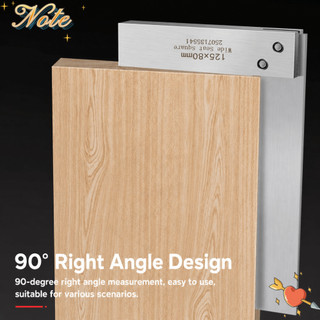NOTE1 Thước L-Square, Đế rộng có độ chính xác cao Thử vuông, Cân 90° Dụng cụ đo góc phải bằng thép Carbon