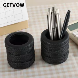 Hộp đựng bút GETVOW, Dụng cụ sắp xếp máy tính để bàn hình lốp đa chức năng, Đồ trang trí để bàn sáng tạo dành cho người yêu xe hơi