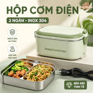 Hop Com Cam Dien 2 Ngăn Khay Inox 304 Giữ Nhiệt Tốt Dung Tich Lon Tien Loi Di Lam Van Phong