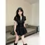 Áo thun ngắn tay dây kéo kim cương công nghiệp nặng dành cho nữ mùa hè Mỹ Hot Girl Sports Niche Áo cổ đứng cao cấp