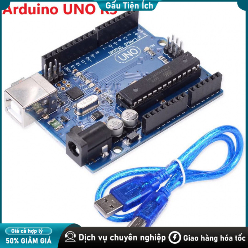 Mạch Arduino Uno R3 ATMEGA328P ATEGA16U2 Có Kèm Cáp Nạp Dữ Liệu Có Kèm Cáp Extra I/O Pinout