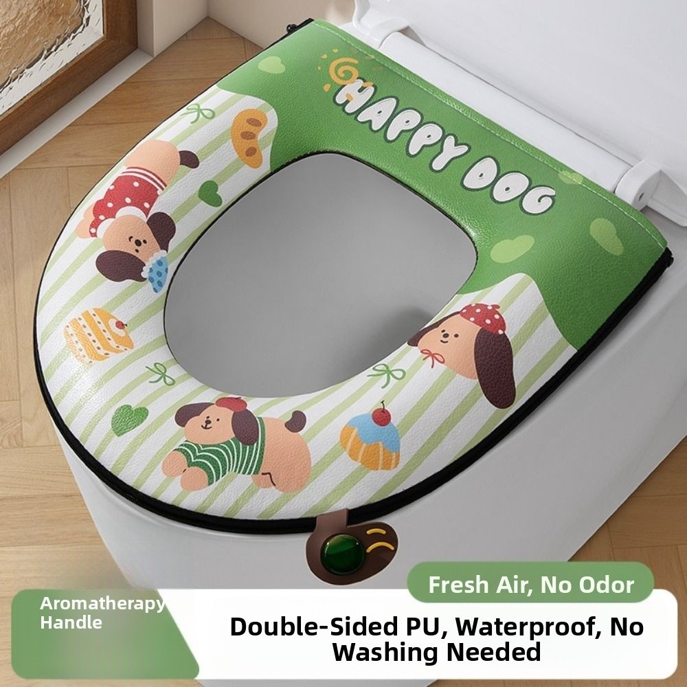 Thảm vệ sinh dây kéo GOODH, Đệm ngồi vệ sinh bằng hương liệu hai mặt thoải mái, Đệm bồn cầu chống nước đa năng không cần giặt Phòng tắm