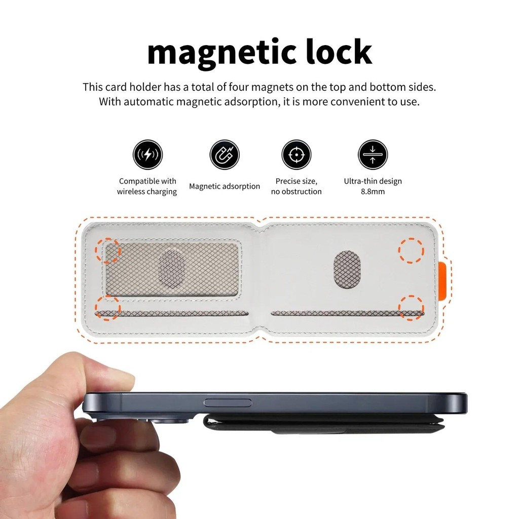 Da Sang Trọng Điện Thoại Di Động Từ Tính Đựng Thẻ Cho IPhone 14 13 15 16 17 Pro Max 16Plus RFID Chống Nháy Ngân Hàng Thẻ ID