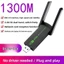 Thẻ YRBWD, Bộ chuyển đổi WiFi USB 1300Mbps, Bộ phát tín hiệu không dây 2.4G / 5GHz bền bỉ cho máy tính xách tay để bàn
