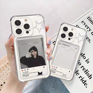 Ngôi Sao Dễ Thương Trái Tim Tình Yêu Cho Samsung Galaxy S25 Edge 5G S24 S23 Ultra Plus FE S24FE Vỏ Điện Thoại Đựng Thẻ Ảnh Ví Trong Suốt Silicon Mềm Chống Sốc TPU
