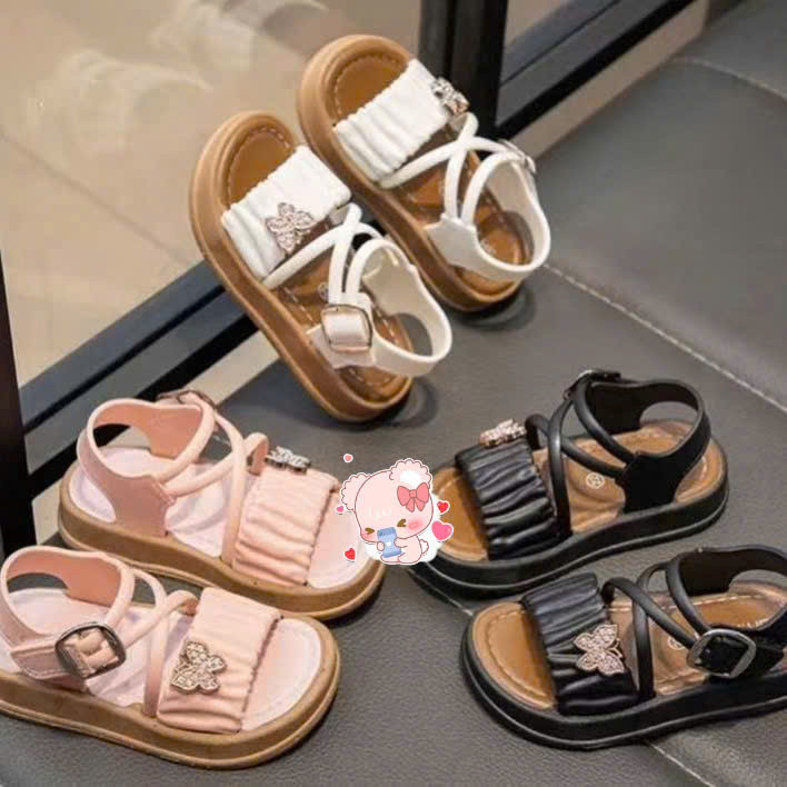( hàng sẵn ) sandal bé gái nhựa thơm đi mưa đi biển mùa hè đế chống trượt quai chéo êm chân mẫu mới QC 2234 ( có video )
