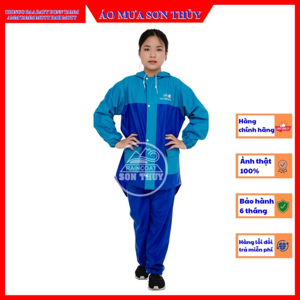 Bộ mưa trẻ em tuổi teen và người lớn cao 1m4-1m52, bộ áo mưa nhựa PVC cao cấp dày dặn, màu sắc tươi sáng BỘ TRẦN