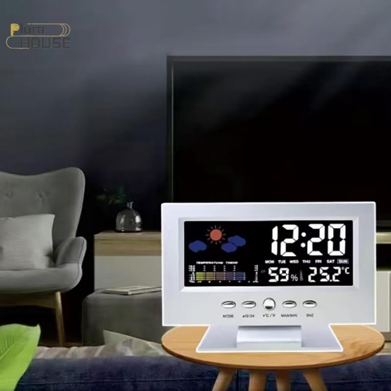 PlumHOUSE Trạm thời tiết kỹ thuật số Máy đo độ ẩm Nhiệt độ đầy màu sắc Đồng hồ độ ẩm Lịch báo thức Dự báo thời tiết VN