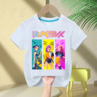 Phong Cách Kpop Demon Hunters Áo Thun Trẻ Em Cổ Tròn Hoạt Hình Đồ Họa Top Trang Phục Tay Ngắn