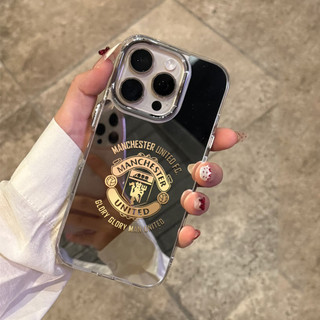 Ốp điện thoại bóng đá Real Madrid cho iPhone 16 / 15 / 14 / 13 / 12 / 11 / PRO MAX / MINI / PLUS / X / XR gương chống rơi và chống sốc Vỏ bảo vệ lỗ lớn