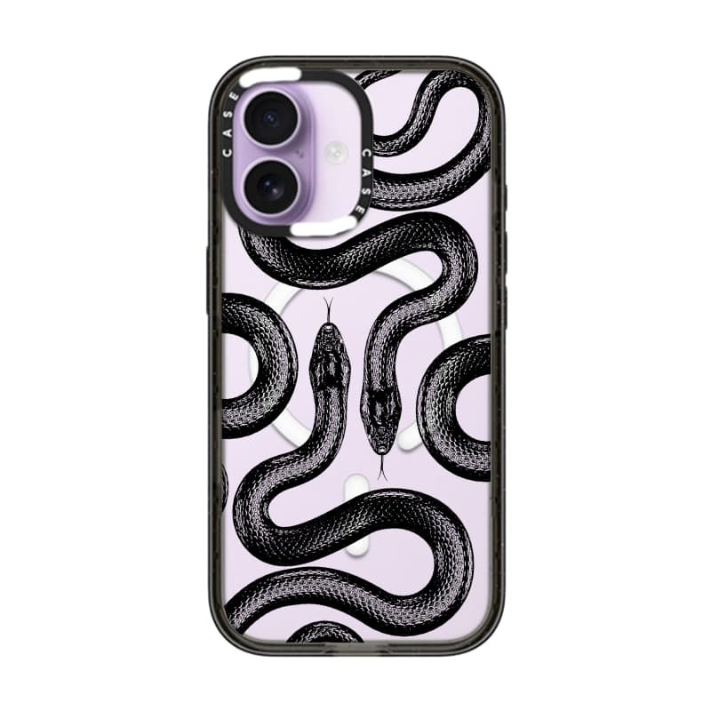 CASECASE X Black King Snake Case Black Edge Clear Hard Từ Hút Tác Động Dành Cho Apple IPhone 12 13 14 15 16 17 Pro Max Air Plus Có Hộp