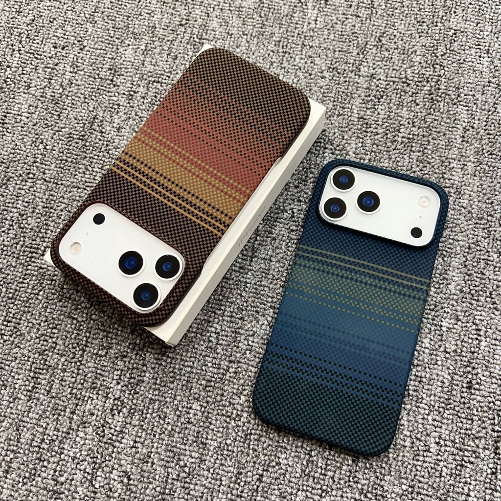 Ốp Điện Thoại Sợi Carbon Từ Tính Cho iPhone 17 pro max air Frosted Kevlar Grain Siêu Mỏng PC Chống Sốc Vỏ Bảo Vệ