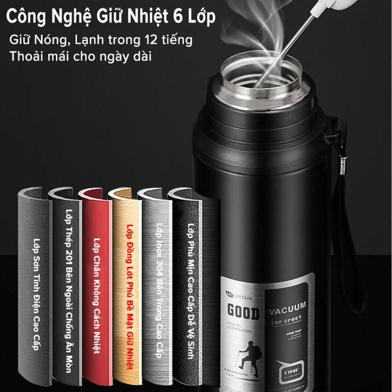 Bình Giữ Nhiệt Dáng Thể Thao Good 800 - 1000ml Từ Inox 304 An Toàn Cao Cấp – Có Nút Nhấn, Cốc Cao