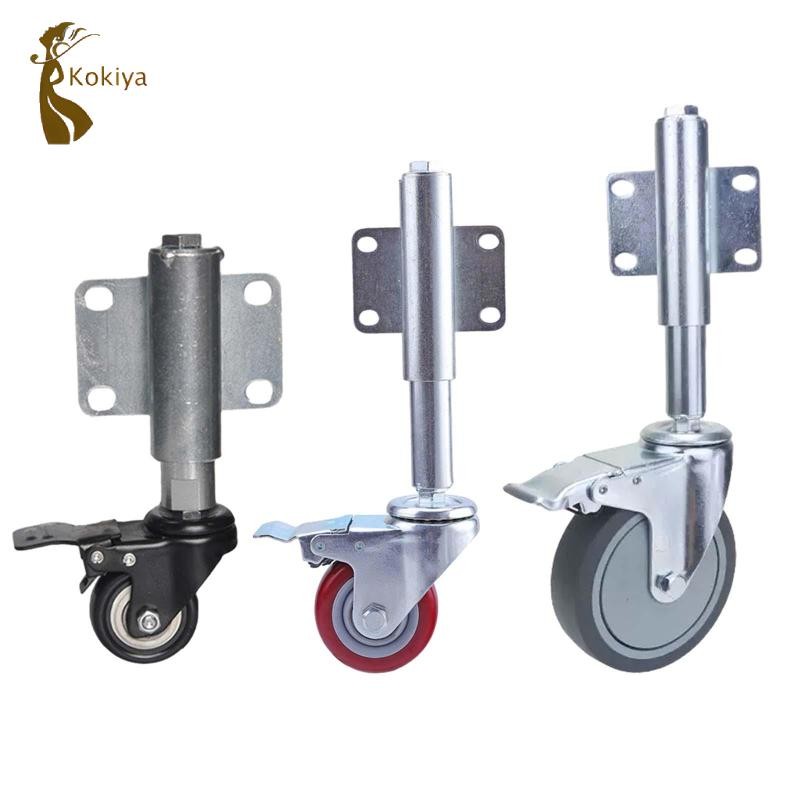 Bánh xe caster kim loại chịu tải 360° cho cổng/hàng rào, sàn không đều, trợ lực lò xo
