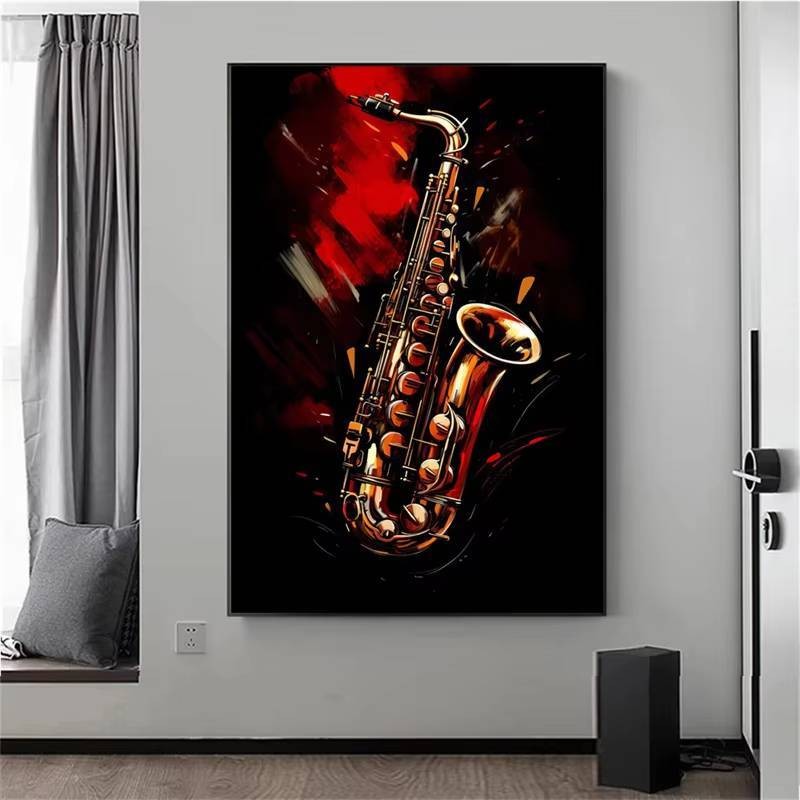 Trừu Tượng Nhiều Màu Sắc Nghệ Thuật Nhạc Cụ Trống Bộ Đàn guitar poster In canvas Tranh Tường Nhạc Nghệ Thuật Tranh Nhà Phòng Ngủ Trang Trí