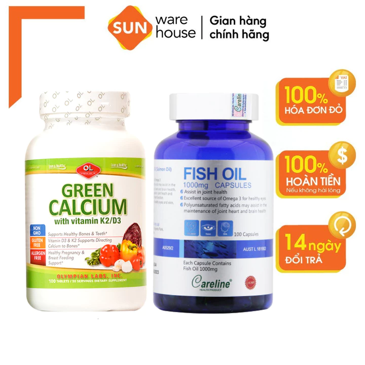 Combo Vitamin Bầu Gồm Canxi Hữu Cơ Olympian Labs Green Calcium Và CareLine Fish Oil Cho Bà Bầu – 2