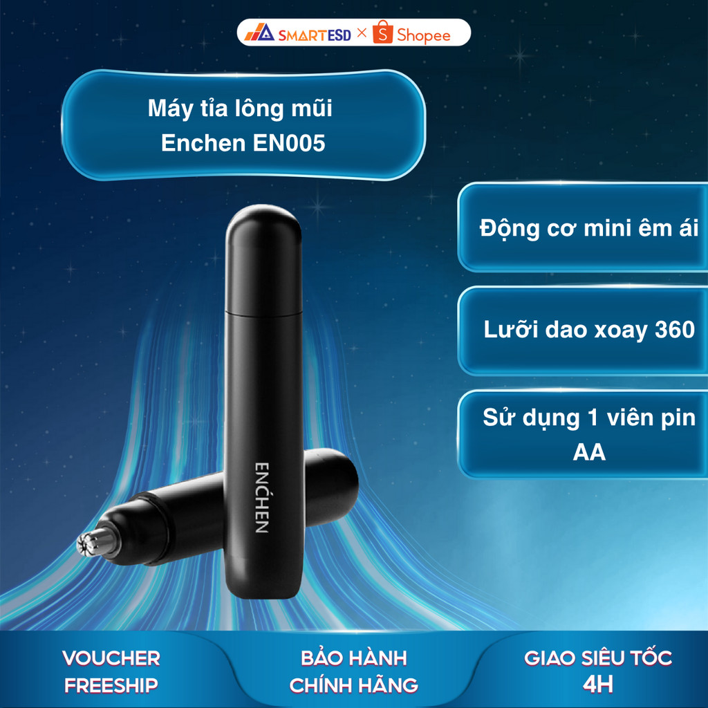 Máy tỉa lông mũi Enchen EN005 - Nhỏ gọn, tiện lợi - Sử dụng pin AA - Hàng chính hãng