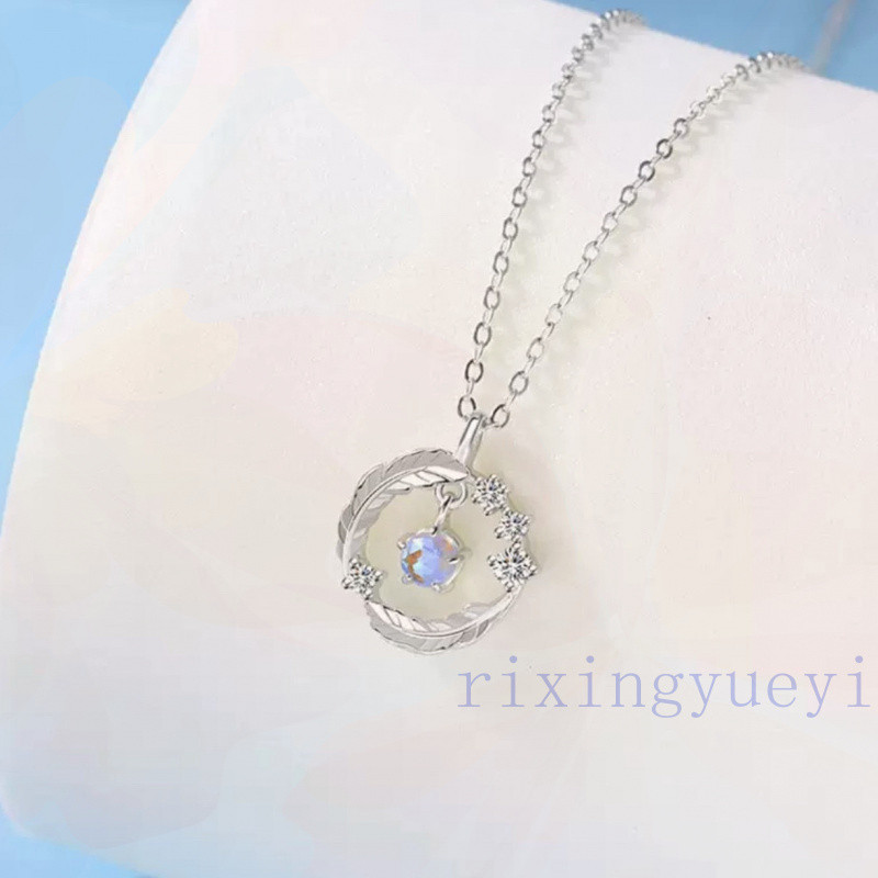 [RYX] Vòng cổ lông vũ bằng đá mặt trăng sang trọng nhẹ nhàng dành cho nữ Dây chuyền xương đòn mặt dây chuyền Zircon thời trang
