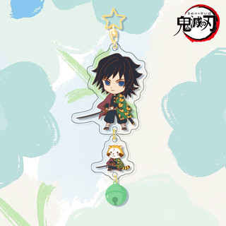 Anime Demon Slayer Acrylic Pendant with Star Bell Kimetsu no Yaiba Keychain Manga Key Ring Bag Backpack Key Chain Toy Ke
