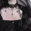 PNPIA- Gothic Chokers Có Thể Điều Chỉnh Ren Choker Cổ Áo Nelace Với Thánh Giá Vintage sel Dây Xích Nữ Steampunk Trang Sức Halloween Trang Phục Hóa Trang Halloween