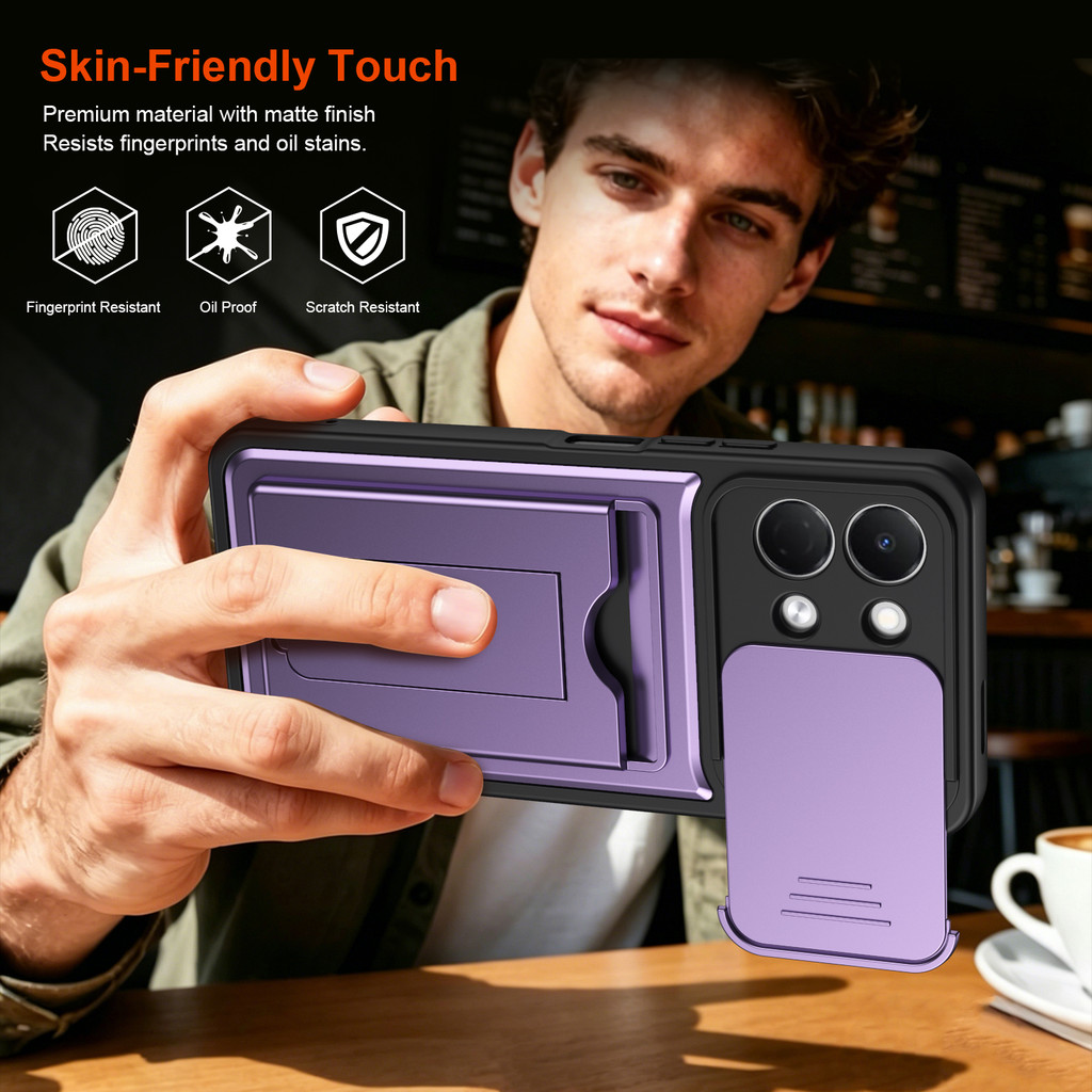 Ốp Lưng Tecno Spark Go 3 Trượt Khe Cắm Thẻ Cửa Sổ Giá Đỡ Vỏ Cho Tecno Spark Go 3 Vỏ Điện Thoại