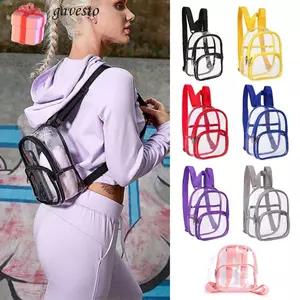 Túi xách nhỏ GAVESTO, PVC có dây kéo Túi đi học, Ba lô Mini trong suốt đi xe đạp màu trơn dành cho học sinh