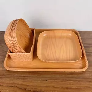 Sáng Tạo Nhựa Gỗ Hạt Khay Bộ Hộ Gia Đình Nhổ Xương Đĩa Trái Cây Đĩa Ăn Nhẹ Chiều Trà Khay Ăn Bàn Xương Đĩa GTVA