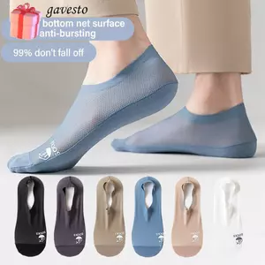 GAVESTO 2 đôi Tất lụa băng, Tất Cotton vô hình lưới rỗng, Thoải mái chống trượt cổ thấp đến mắt cá chân thoáng khí Tất nam