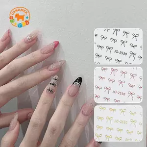 CANAMEK Dòng Tối Giản Nơ Móng Tay Nghệ Thuật Stiers Decal Siêu Mỏng Tự Dính Móng Tay Stiers Cho Móng Tay Nghệ Thuật Trang Trí Đề Can Móng Tay Cho Nữ CSF