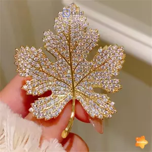 Trâm cài lá le tinh tế dành cho nữ Cô gái Chân cây thanh lịch sang trọng Chân cây sáng bóng đa năng Phụ kiện quần áo Quà tặng mới