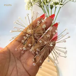 PNPIA- Trang Sức Cô Dâu Bông Tai Bông Tuyết Phụ Kiện Nữ Lấp Lánh Phóng Đại Tai Đính Hạt Bông Tai Pha Lê Phụ Kiện Cô Dâu