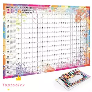TOPTOOLCX Lịch treo tường lớn, Danh sách việc cần làm Lịch hàng năm 2026 Lịch hàng ngày, Người tổ chức chương trình nghị sự Người lập kế hoạch hàng năm Sổ kế hoạch 365 ngày Văn phòng tại nhà