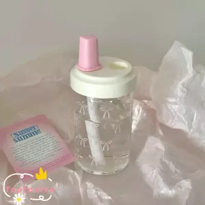 Bình Nước TOPTOOLCX, Nơ 500ml Ống Hút, Nhựa Dễ Thương Dung Tích Lớn Cốc Nhựa Nước ép Sữa