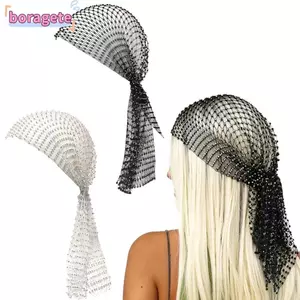 BORAGETE Mũ Kim Cương Giả, Bóng Cosplay Lưới Kim Cương Giả Đầu Khăn, Thời Trang Co Giãn Rỗng Ra Nữ Bling Mũ Nữ