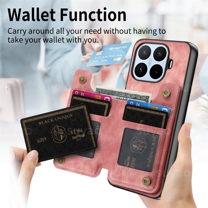 Dành Cho Xiaomi 17T Pro 17TPro 2026 Ốp lưng Dây Kéo Sang Trọng Thẻ Ví Da Từ Tính Flip Casing Xiaomi17TPro Xiaomi17T Dây Đeo Cổ Tay Giá Đỡ Mặt Sau