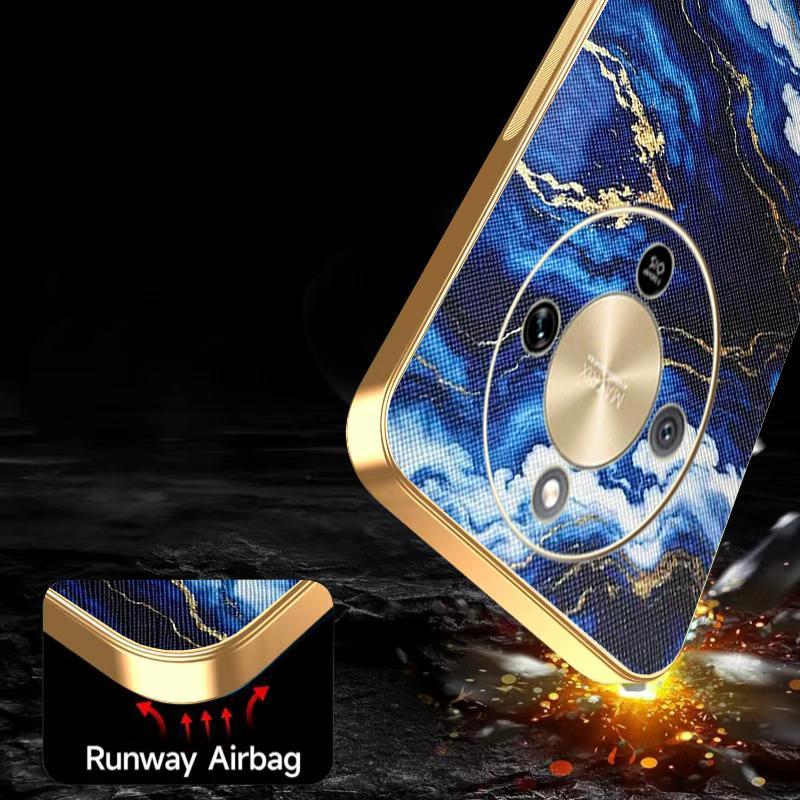 Ốp YJD Cho Honor X9d X9C X9B Họa Tiết Da Đá Cẩm Thạch Dòng Da Mạ Điện Cạnh Chống Rơi Vỏ Điện Thoại