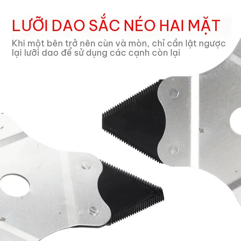 Lưỡi Cắt Cỏ 3 Cạnh Răng Cưa Mangan Siêu Bền Lỗ 25.4mm Tự Mài Sắc Bén Dùng Cho Máy Cắt Cỏ