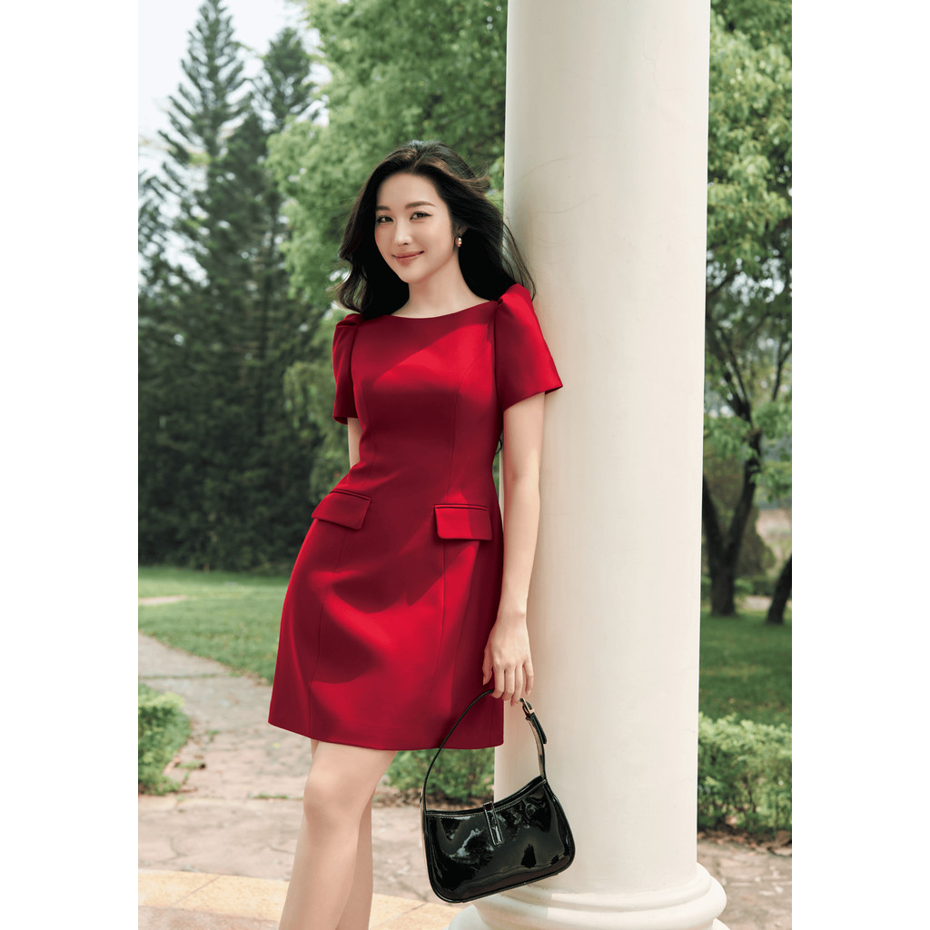 Đầm công sở nữ ELLA DORA tay bồng dáng ngắn form trẻ trung thanh lịch 3 màu ĐỎ/TRẮNG/KEM [D282]