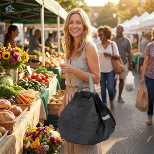 Túi mua sắm có thể gập lại Eco Nylon Accordion Pleat Design Nhẹ chống thấm nước Tạp hóa du lịch Tote