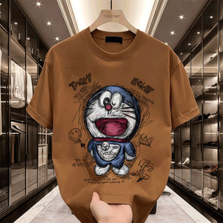 COD Áo thun nam nữ chất cotton in hình Doraemon graffiti phong cách đường phố dễ phối đồ mùa hè