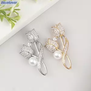 Bluelover 1 Thổ Cẩm Kim Cương Giả Hoa Tulip Thổ Cẩm Chống chói Phù Hợp Với Trâm Cổ Pin Trang Sức Mới