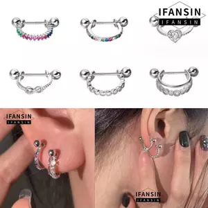 Bông tai CZ FANSIN, Phụ kiện trang sức Bông tai xỏ khuyên màu bạc, Đeo hàng ngày Trang sức xuyên thấu Trang sức dự tiệc Sụn xoắn ốc Bông tai lưng vít