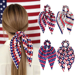 Ngày Độc Lập Mỹ Đuôi Ngựa Streamer Dây Buộc Tóc Ngôi Sao Sọc Nơ Dây Buộc Tóc Ngày Lễ Trang Phục Phụ Kiện Tóc 6.19 4YZ