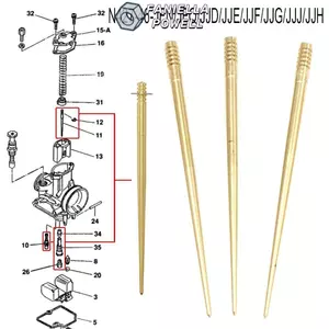 Bộ điều chỉnh kiểm soát dầu FANIELLAPOWELL, N427-46-JFN / JCQ / JJD / JJE / JJF / JJG / JJJJ / JJH Kim dầu bộ chế hòa khí bằng đồng, Bộ sửa chữa Tái trang bị kim phản lực cho PWK21-34 PE26 PE28