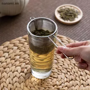 Máy pha trà bằng thép không gỉ Bộ lọc rò rỉ trà có thể tái sử dụng Bộ lọc ấm trà Hình dạng tai đơn Máy khuếch tán gia vị thảo mộc cà phê có tay cầm [VN]